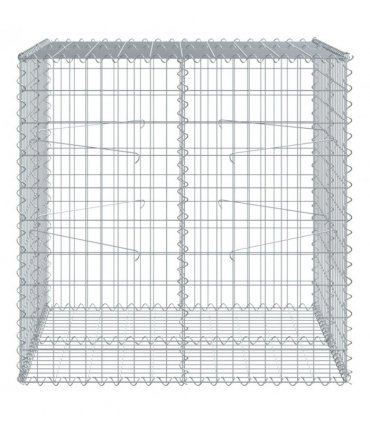 vidaXL Gabion Basket with Cover 100x100x100 cm Galvanised Iron — Size: 100 x 100 x 100 cm