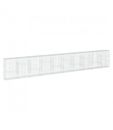 vidaXL Gabion Basket with Cover 1000x50x150 cm Galvanised Iron — Size: 1000 x 50 x 150 cm
