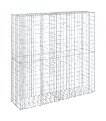 vidaXL Gabion Basket with Cover 200x50x200 cm Galvanised Iron — Size: 200 x 50 x 200 cm