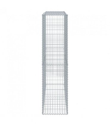 vidaXL Gabion Basket with Cover 200x50x200 cm Galvanised Iron — Size: 200 x 50 x 200 cm