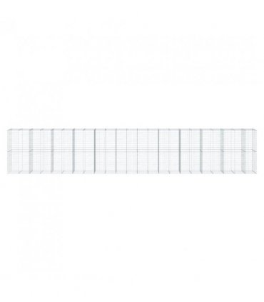 vidaXL Gabion Basket with Cover 1150x100x200 cm Galvanised Iron — Size: 1150 x 100 x 200 cm