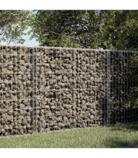 vidaXL Gabion Basket with Cover 100x50x100 cm Galvanised Iron — Size: 100 x 50 x 100 cm