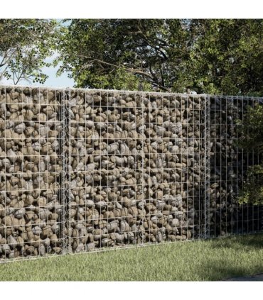 vidaXL Gabion Basket with Cover 100x50x100 cm Galvanised Iron — Size: 100 x 50 x 100 cm