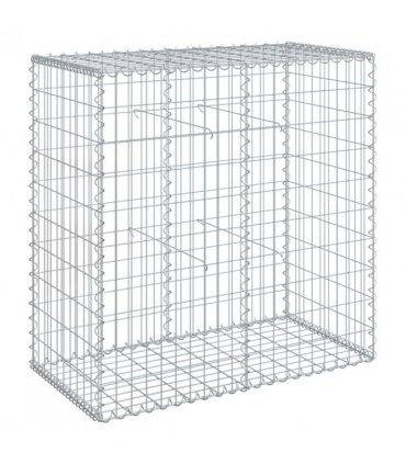 vidaXL Gabion Basket with Cover 100x50x100 cm Galvanised Iron — Size: 100 x 50 x 100 cm