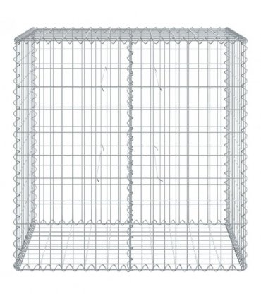 vidaXL Gabion Basket with Cover 100x50x100 cm Galvanised Iron — Size: 100 x 50 x 100 cm