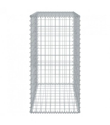 vidaXL Gabion Basket with Cover 100x50x100 cm Galvanised Iron — Size: 100 x 50 x 100 cm