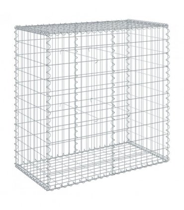 vidaXL Gabion Basket with Cover 100x50x100 cm Galvanised Iron — Size: 100 x 50 x 100 cm