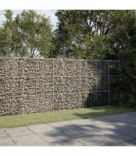 vidaXL Gabion Basket with Cover 300x50x150 cm Galvanised Iron — Size: 300 x 50 x 150 cm