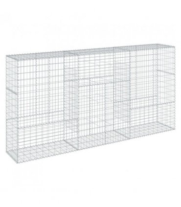 vidaXL Gabion Basket with Cover 300x50x150 cm Galvanised Iron — Size: 300 x 50 x 150 cm