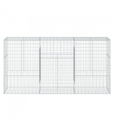 vidaXL Gabion Basket with Cover 300x50x150 cm Galvanised Iron — Size: 300 x 50 x 150 cm