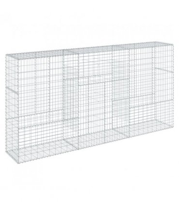 vidaXL Gabion Basket with Cover 300x50x150 cm Galvanised Iron — Size: 300 x 50 x 150 cm