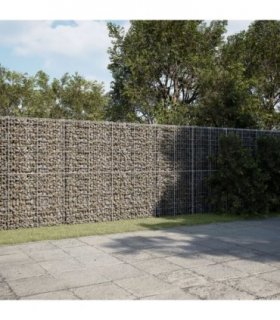 vidaXL Gabion Basket with Cover 1050x100x200 cm Galvanised Iron — Size: 1050 x 100 x 200 cm