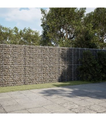 vidaXL Gabion Basket with Cover 1050x100x200 cm Galvanised Iron — Size: 1050 x 100 x 200 cm
