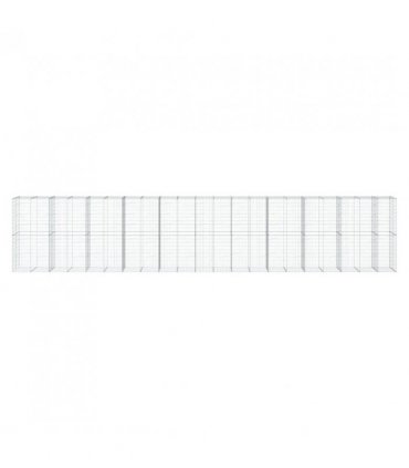 vidaXL Gabion Basket with Cover 1050x100x200 cm Galvanised Iron — Size: 1050 x 100 x 200 cm