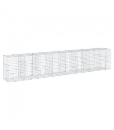vidaXL Gabion Basket with Cover 800x100x150 cm Galvanised Iron — Size: 800 x 100 x 150 cm