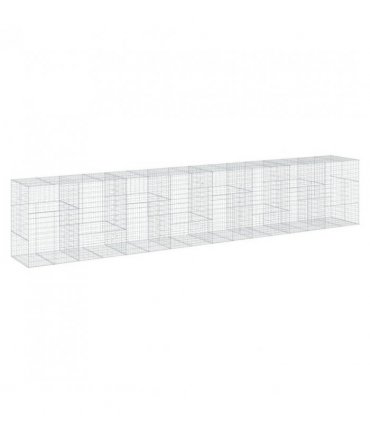 vidaXL Gabion Basket with Cover 800x100x150 cm Galvanised Iron — Size: 800 x 100 x 150 cm