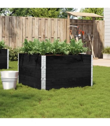 vidaXL Garden Planter Black 100x100 cm Solid Wood Pine — Size: 100 x 100 x 60.5 cm