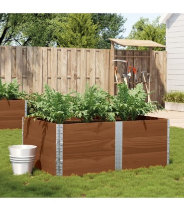 vidaXL Garden Planter Brown 150x100 cm Solid Wood Pine — Colour: dark brown, Size: 150 x 100 x 60.5 cm