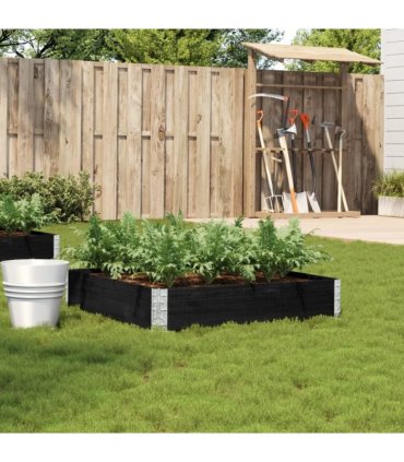 vidaXL Garden Planter Black 100x100 cm Solid Wood Pine — Size: 100 x 100 x 21.5 cm