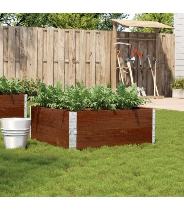 vidaXL Garden Planter Brown 100x100 cm Solid Wood Pine — Colour: dark brown, Size: 100 x 100 x 41 cm