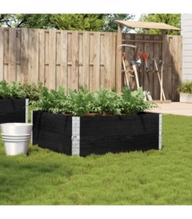 vidaXL Garden Planter Black 100x100 cm Solid Wood Pine — Size: 100 x 100 x 41 cm