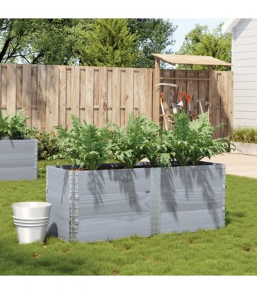 vidaXL Garden Planter Grey 150x50 cm Solid Wood Pine — Size: 150 x 50 x 60.5 cm