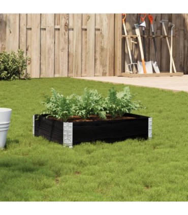 vidaXL Garden Planter Black 80x60 cm Solid Wood Pine — Size: 80 x 60 x 21.5 cm