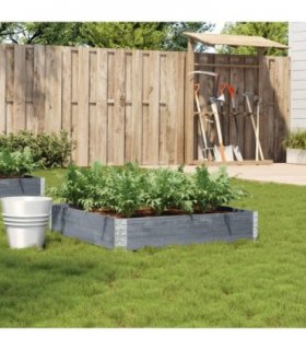 vidaXL Garden Planter Grey 100x100 cm Solid Wood Pine — Size: 100 x 100 x 21.5 cm