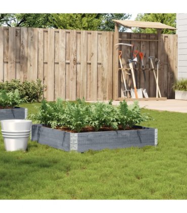 vidaXL Garden Planter Grey 100x100 cm Solid Wood Pine — Size: 100 x 100 x 21.5 cm