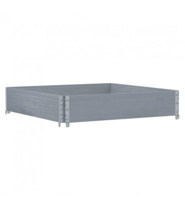 vidaXL Garden Planter Grey 100x100 cm Solid Wood Pine — Size: 100 x 100 x 21.5 cm