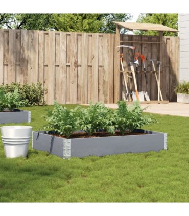 vidaXL Garden Planter Grey 120x80 cm Solid Wood Pine — Size: 120 x 80 x 21.5 cm