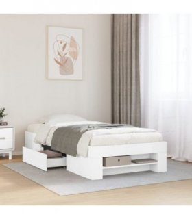vidaXL Bed Frame without Mattress White 90x190 cm Single Engineered Wood — Size: 90 x 190 cm — V0672120026