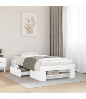 vidaXL Bed Frame without Mattress White 90x200 cm Engineered Wood — Size: 90 x 200 cm — V0672120036