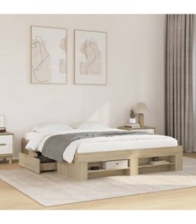 vidaXL Bed Frame without Mattress Sonoma Oak 160x200 cm Engineered Wood — Size: 160 x 200 cm — V0672120043