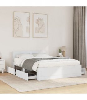 vidaXL Bed Frame with Headboard without Mattress White 120x200 cm — Size: 120 x 200 cm — V0672120106