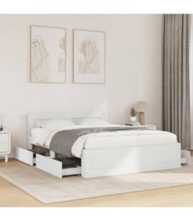 vidaXL Bed Frame with Headboard without Mattress White 140x190 cm — Size: 140 x 190 cm — V0672120119
