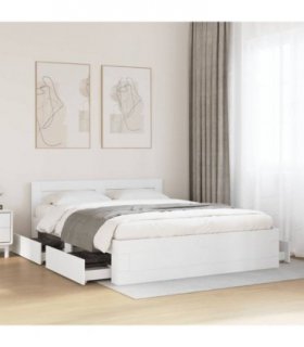 vidaXL Bed Frame with Headboard without Mattress White 160x200 cm — Size: 160 x 200 cm — V0672120127