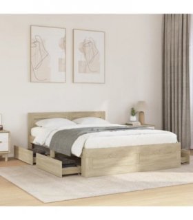 vidaXL Bed Frame with Headboard without Mattress Sonoma Oak 120x190 cm Small Double — Size: 120 x 190 cm