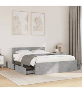 vidaXL Bed Frame with Headboard without Mattress Concrete Grey 120x200 cm — Size: 120 x 200 cm