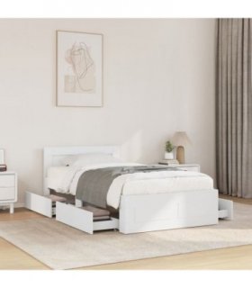 vidaXL Bed Frame with Headboard without Mattress White 100x200 cm — Size: 100 x 200 cm — V0672120150
