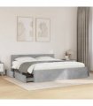 vidaXL Bed Frame with Headboard without Mattress Concrete Grey 180x200 cm Super King — Size: 180 x 200 cm
