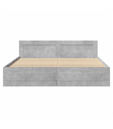 vidaXL Bed Frame with Headboard without Mattress Concrete Grey 180x200 cm Super King — Size: 180 x 200 cm