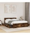 vidaXL Bed Frame with Headboard without Mattress Smoked Oak 120x190 cm Small Double — Size: 120 x 190 cm
