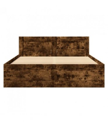 vidaXL Bed Frame with Headboard without Mattress Smoked Oak 120x190 cm Small Double — Size: 120 x 190 cm