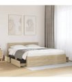 vidaXL Bed Frame with Headboard without Mattress Sonoma Oak 150x200 cm King Size — Size: 150 x 200 cm