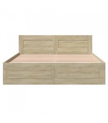 vidaXL Bed Frame with Headboard without Mattress Sonoma Oak 150x200 cm King Size — Size: 150 x 200 cm