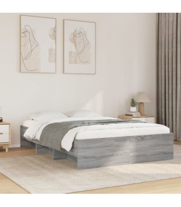 vidaXL Bed Frame | Grey Sonoma | Engineered Wood, Plywood | AU Double — Size: 140 x 200 cm