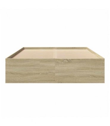 vidaXL Bed Frame | Sonoma Oak | Engineered wood, Plywood | Double | Bed Frame — Size: 135 x 190 cm