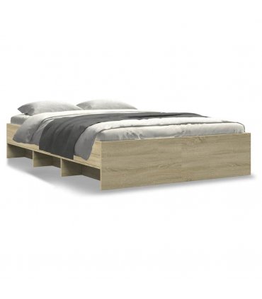 vidaXL Bed Frame | Sonoma Oak | Engineered wood, Plywood | Double | Bed Frame — Size: 140 x 200 cm — V0672120184