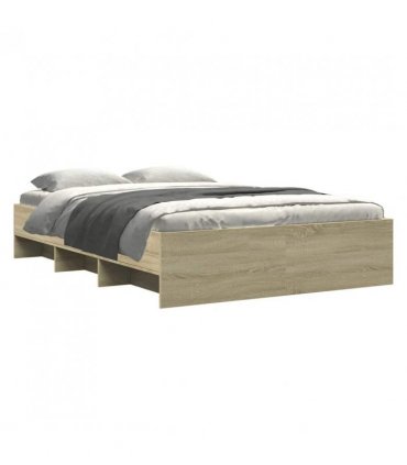 vidaXL Bed Frame | Sonoma Oak | Engineered wood, Plywood | Double | Bed Frame — Size: 140 x 200 cm — V0672120184